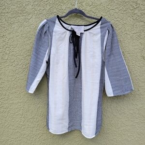 Ace & Jig Cream and Black Gauzy Cotton Blouse Tunic
